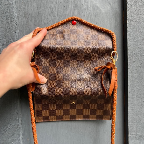 Louis Vuitton Damier Ebene Boho Custom Wallet on Chain Removable Leather Strap - Picture 3 of 6